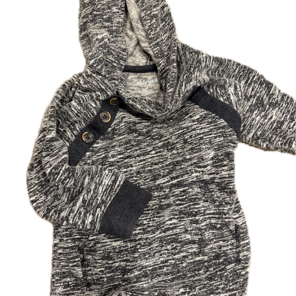 2T Gray Marled Sweater with Hood